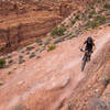 Some narrow sections of singletrack along the edge of the gully here, but easily doable.