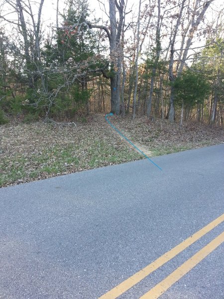 Entrance to blue loop from side of the road parking.