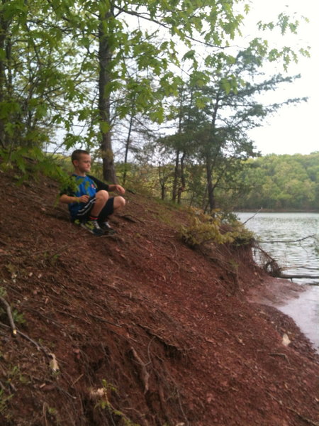 The trail gets pretty close to the lake at this point, and its as good a place as any to try and skip stones.