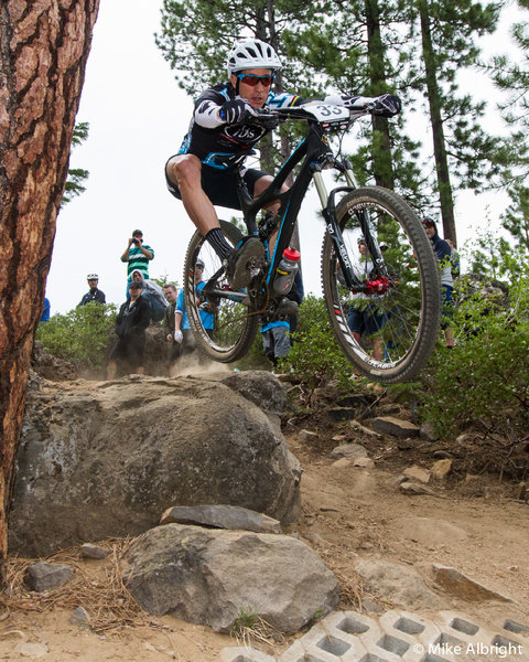 Brian Lopes over the rock drop on Funner.