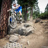 Paul Lacava on the Funner rock drop during the 2012 Oregon Enduro race.  Photo: Mike Albright