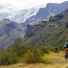 Enjoying the last bit of flat pedaling before a huge climb and traverse past Ekjafjallajokull on the Laugavegur Route.