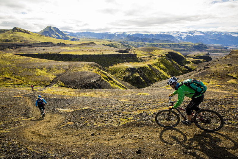 A wide valley and long sweeping views characterize the Laugavegur Route on the approach to  