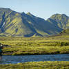 Water crossing near Hvanngil Hut on the Laugavegur Route.