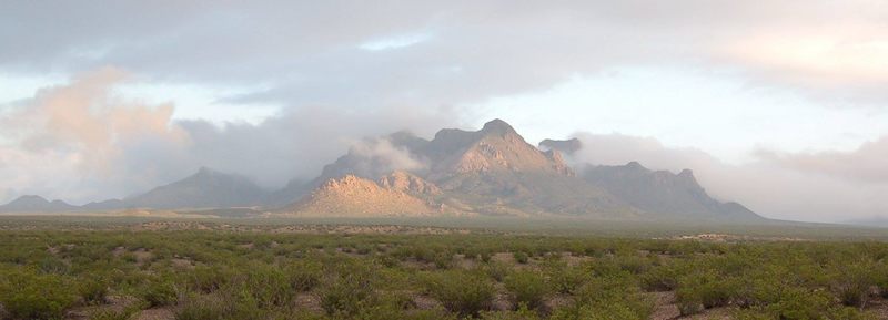 In the parking lot looking at the Dona Ana Mountains