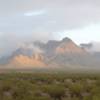 In the parking lot looking at the Dona Ana Mountains