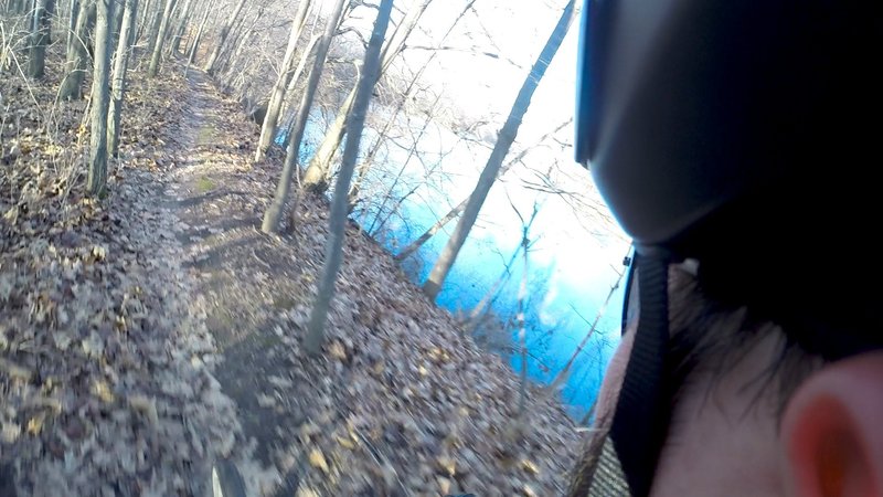 The trail rides along a high embankment of the Grand River. It's a great spot to build up speed when heading in the counter-clockwise direction of the trail.