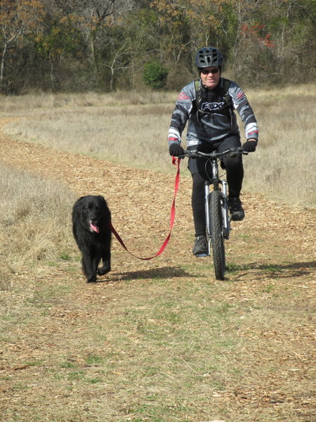 Biking along the Field Trail, on a chilly December morning.