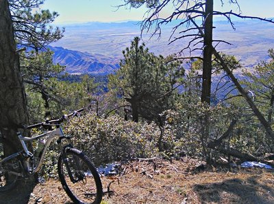 View of Stockton Pass and playa to the west- from Shake Spring Trail