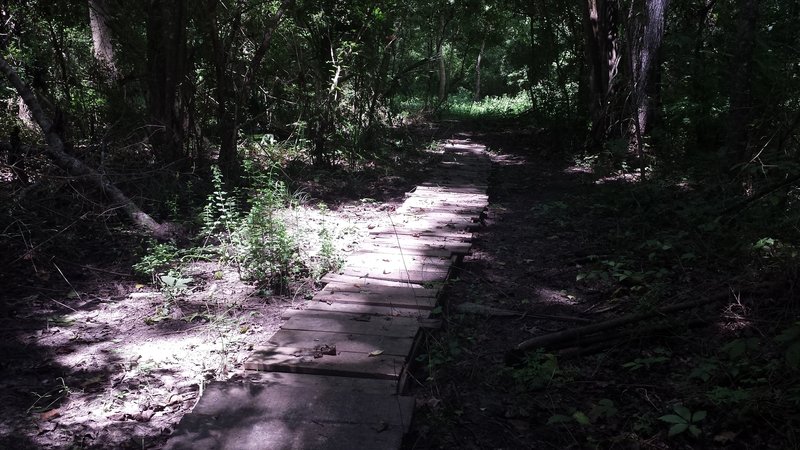 Narrow deck in an area that can sometimes hold water.