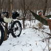 Portable hammocks make for comfy recovery after hard riding on the 'velodrome' that's part of the Figure 8 Loop.