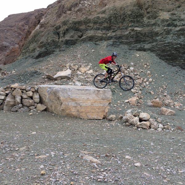 Rock drop at the very top of Frenchman's Freeride