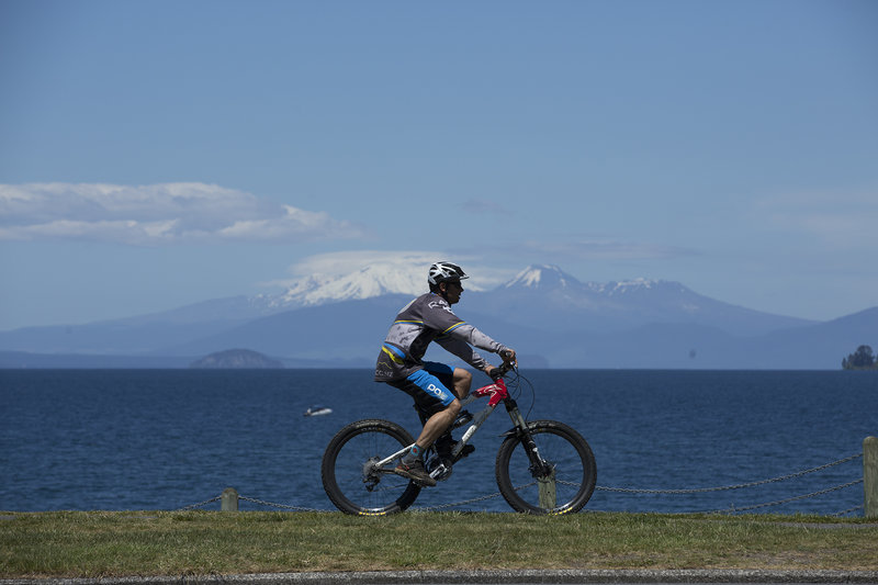 Riding north on the Lions Walk bike trail, towards the marina