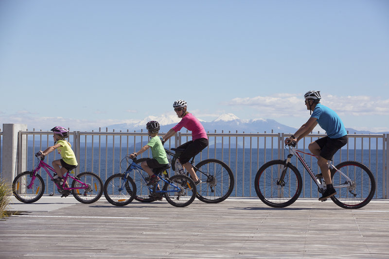 Riding over the top of the pump station on the Lions Walk bike trail