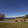 Approaching the lookout over the lake at Wharewaka on the Lions Walk bike trail