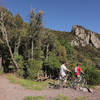 Arriving at the end of the Orakau mountain bike trail at Kawakawa Bay