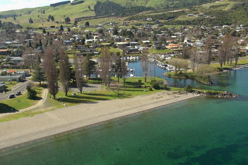 An Aerial view of Kinloch village at the northern end of the K2K mountain bike trail