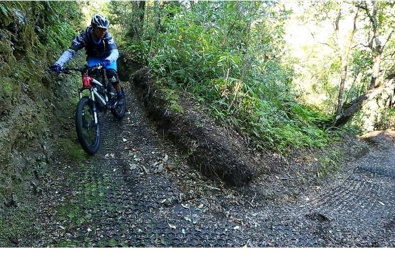 The final descent into the Pillars of Hercules on the Tree Trunk Gorge mountain bike trail