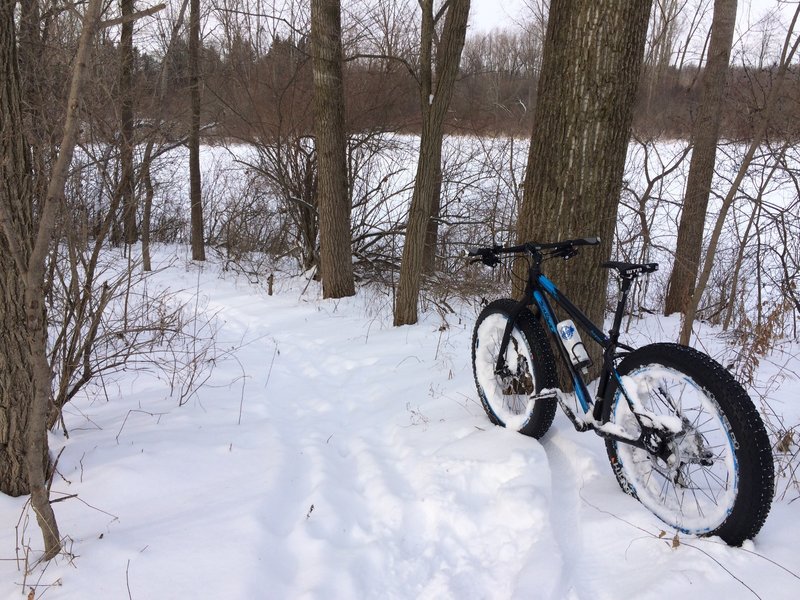 Riding through the snow.