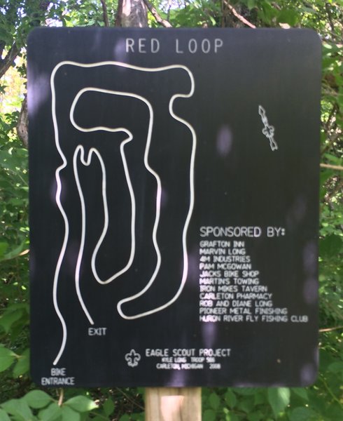 Signage at the start of the Red loop.