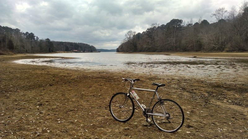 Riding the lakebed back to the lower parking lot in the winter.