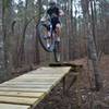 Getting some air on one of the Black Diamond ramp / bridges.