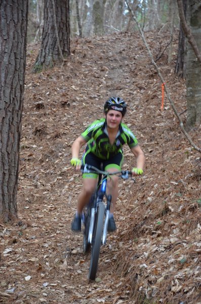 Charging down "Hundred Dollar hill" on the Black Diamond trail.