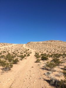 Looking up the old jeep road "hike a bike" approach