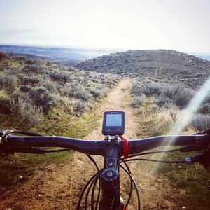 Dropping in! February riding in Boise.  On #13 Cobb Trail