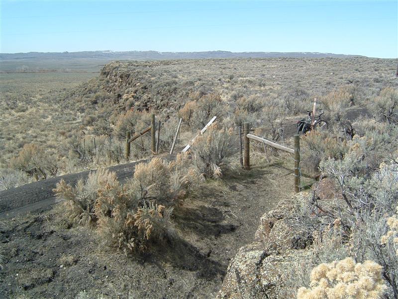 Gate at top of abandoned railroad grade.