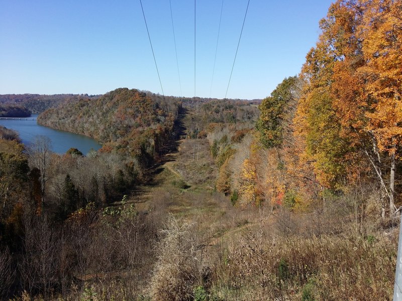 Fall looking down to the Lake. Heading to Zip Line.