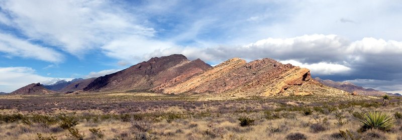 On the trail looking at Pena Blanca. The top of the Organ Mountains are peaking up over the left hand side.