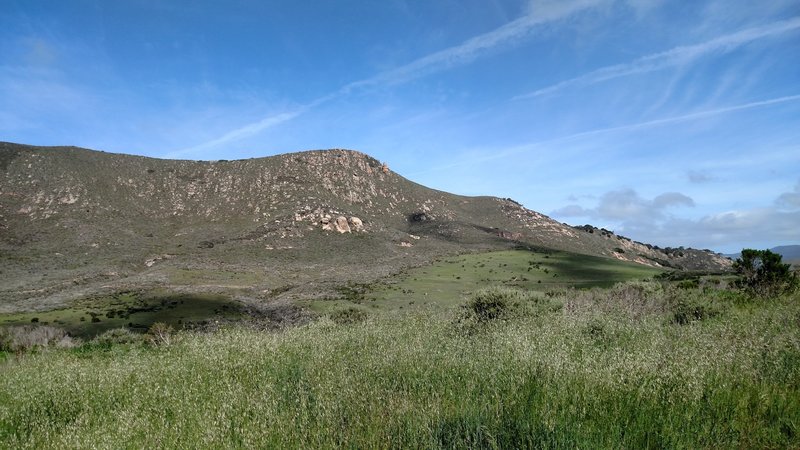 Looking up at Tiki rock from the Canet Trail intersection