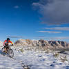 Riding Techno after rare winter snow in Cottonwood