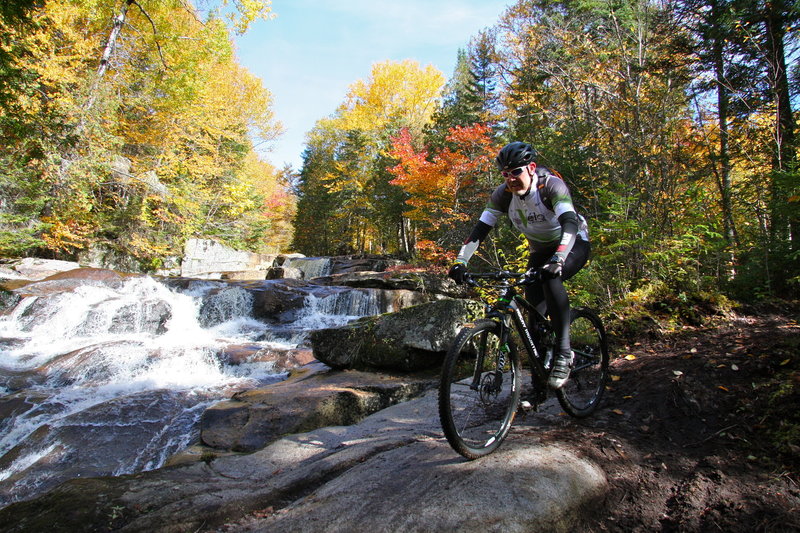 Riding along Ruisseau à Theo and Theo's falls (named after myself)