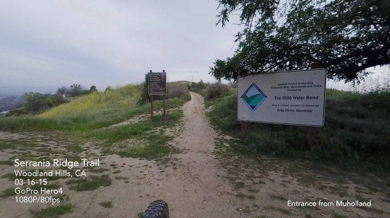 Serrania Ridge Trail entrance from Mulholland Dr. fire road.