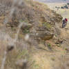 Climbing a scenic section of the Hell Creek Loop.