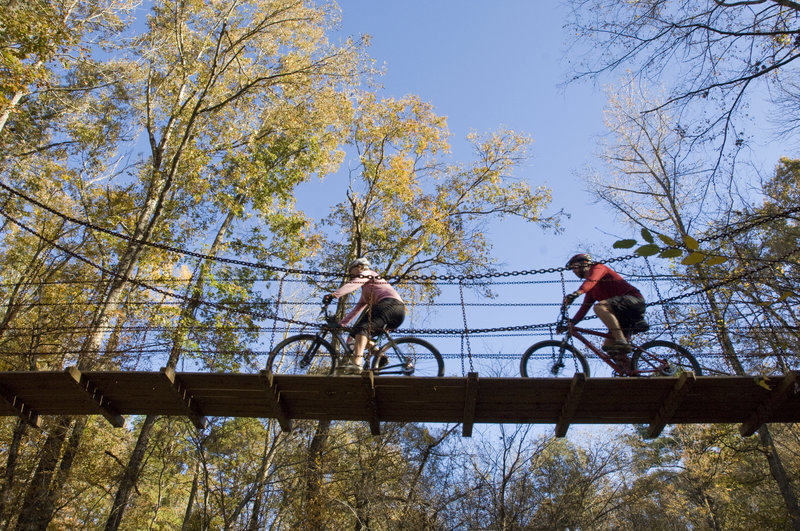 Suspension bridge on the Cane Creek Lake Trail