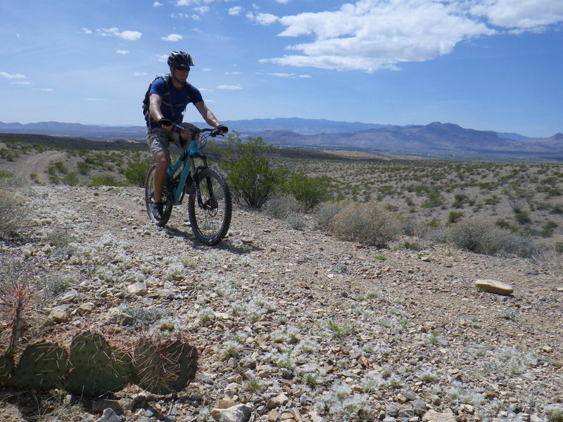 Two track trail returning to the barite mine. Socorro Peak and Rio Grande Valley in the background.