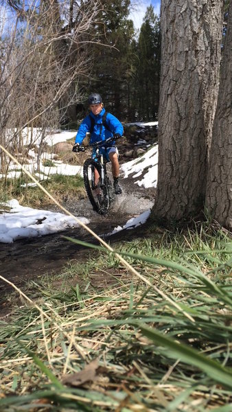 Creek Wheelies!  On the Hewlett Gulch Trail.