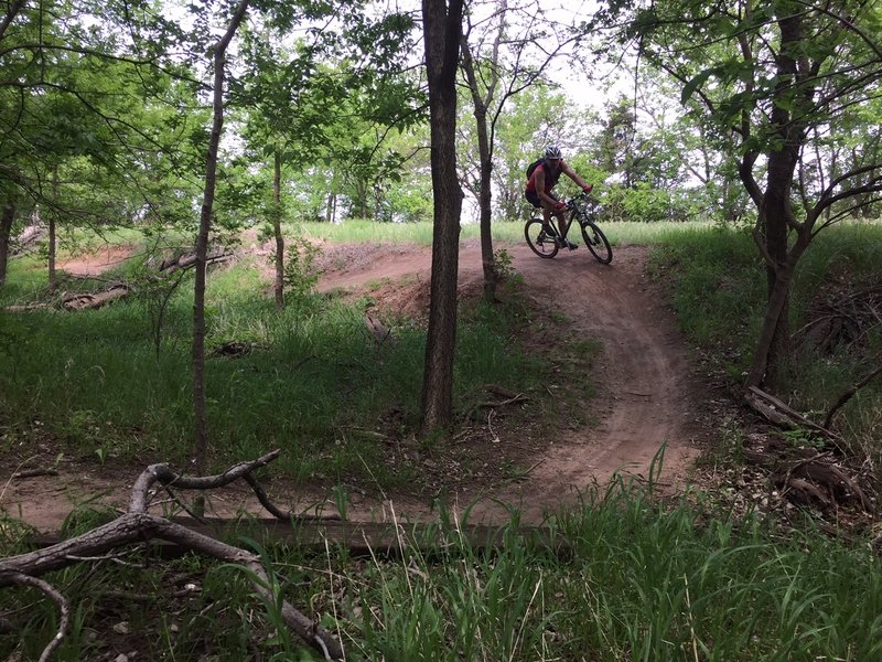 small climb on the side of the rail bed.