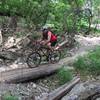 Small Railroad tie bridge over the construction debris