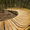 Curved wood berms at Illiniwek Forest Preserve on the newly rerouted South Loop descent.