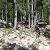 Picking through the rocks on the East Fork.