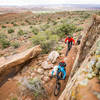 Working through some big boulders on the the pipe Dream trail.