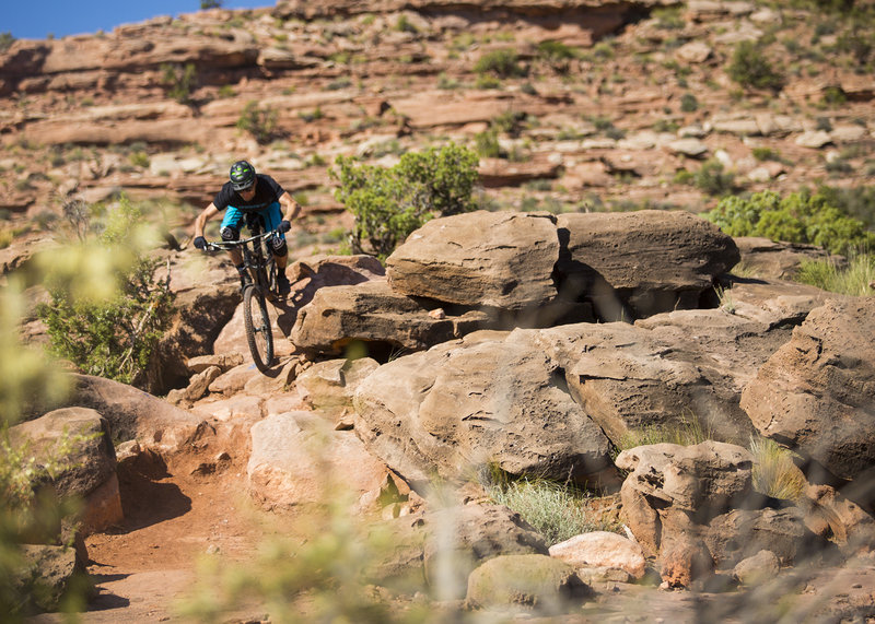 One of the many thrilling technical challenges on the Captain Ahab trail.