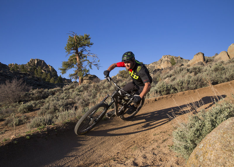 Railing berms on Collarbone Alley trail.