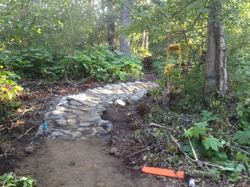 Rock Berm on the upper portion of the Tech Trail at Palmer Bike Park