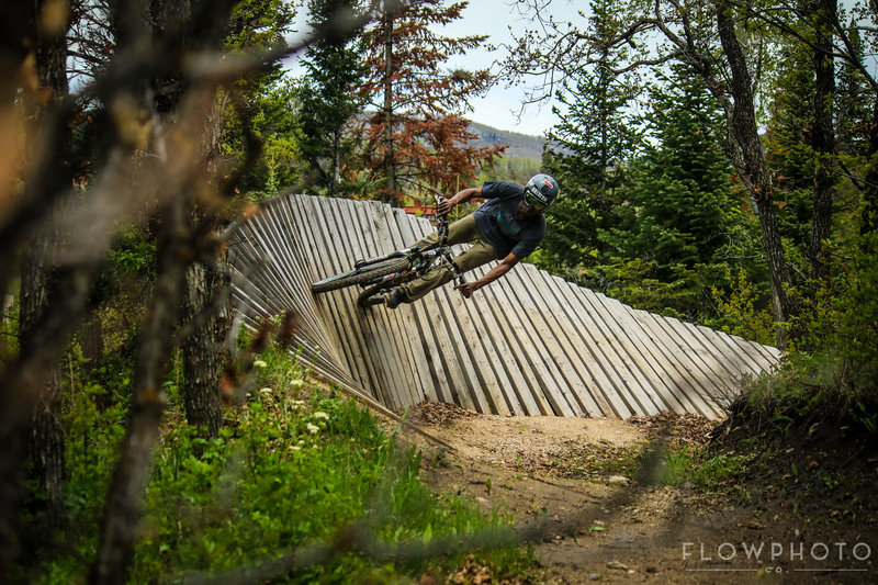 Whipping a turn on the wood. @Steamboat Resort