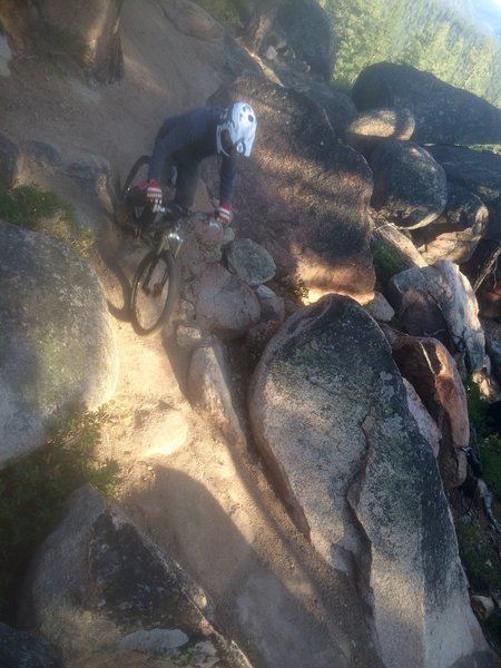 Coming into the only rock garden on the lower portion of trail, rock stairs to exit